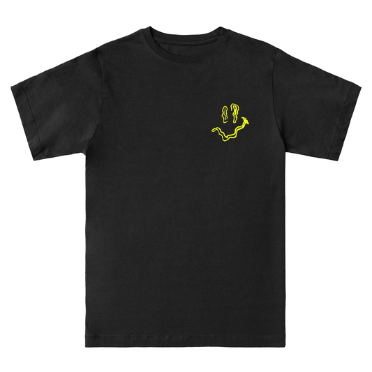 SMILEY Yellow Embroidery T-Shirt - Hun Sauce - in Black - Smile Streetwear 