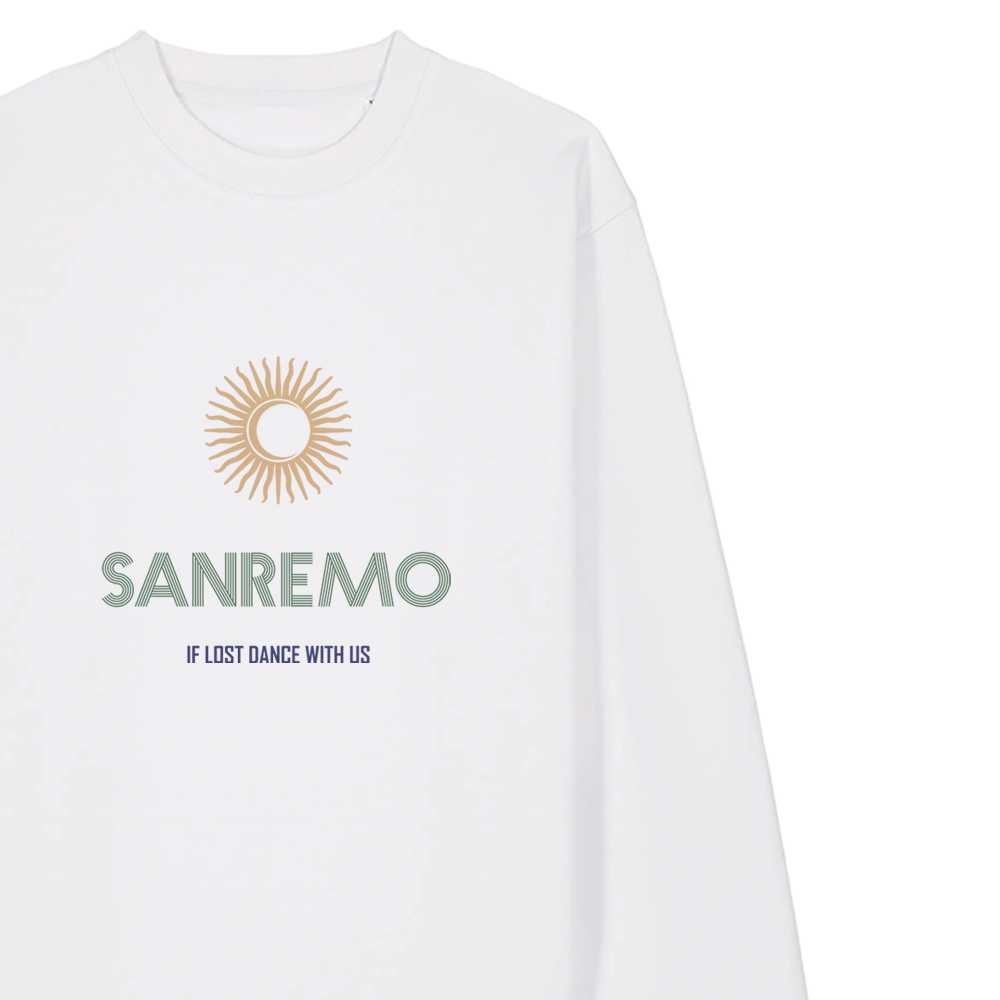 SANREMO Sweater, Bold Moon Graphic design, Cosy Sweater in white - Hun Sauce
