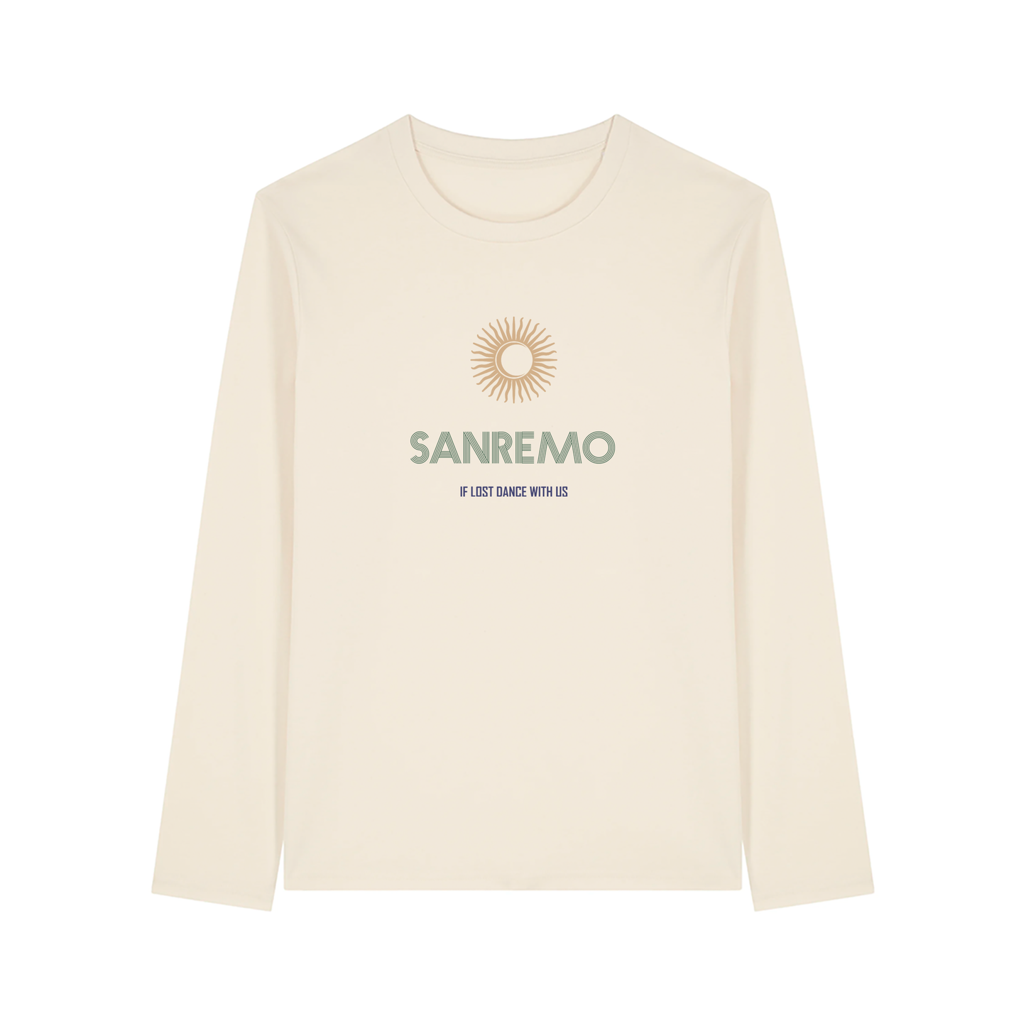 SANREMO Long Sleeve T-Shirt - Hun Sauce. Retro graphic t-shirt in cream