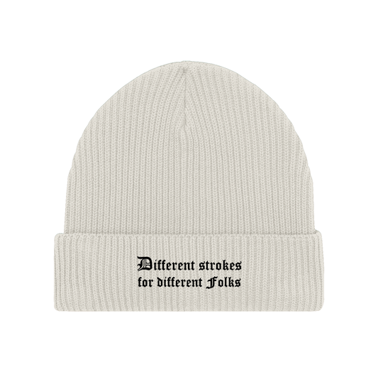 DIFFERENT FOLKS Black Embroidery Beanie Hat - Hun Sauce - Inspired by Fontaines Dc - Cream