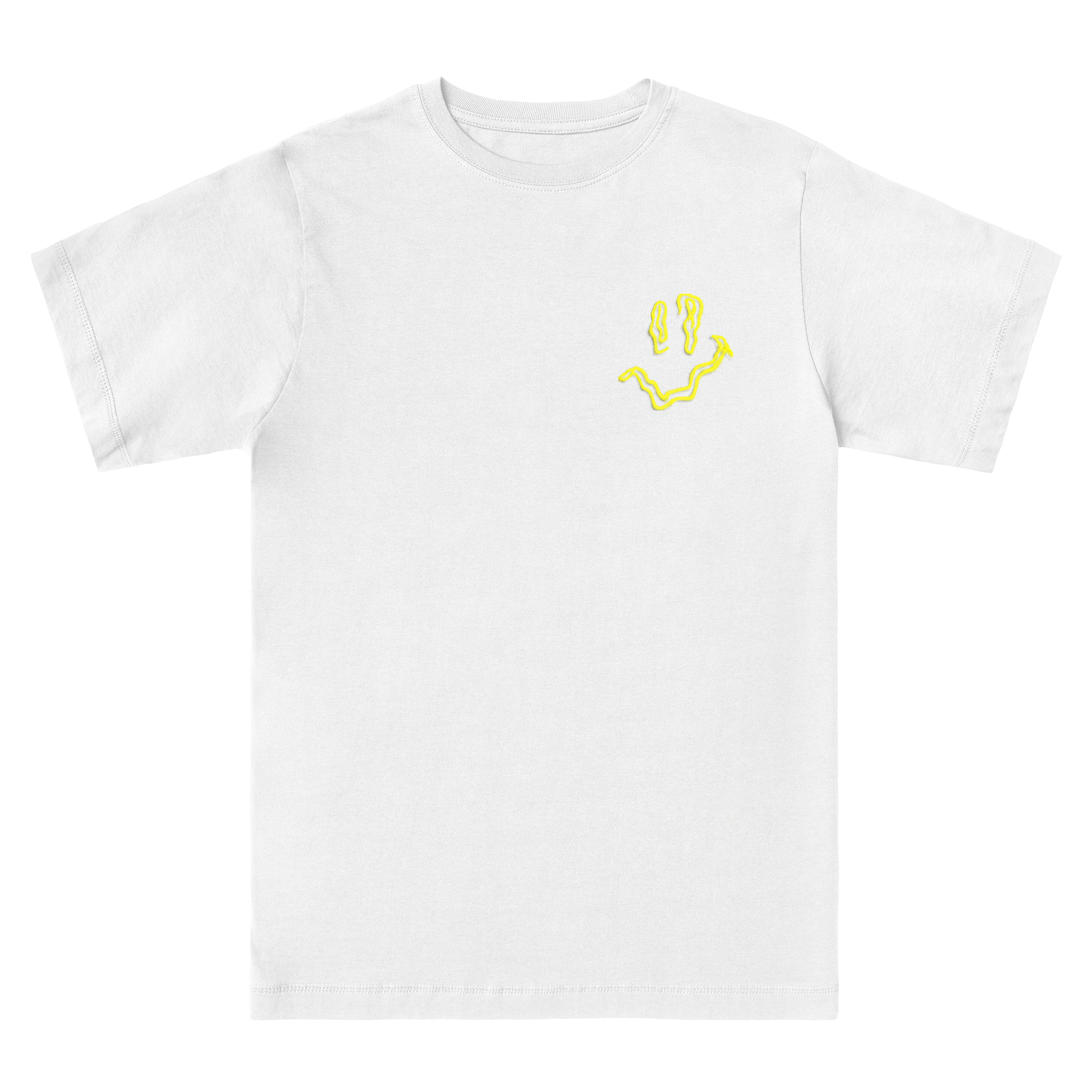 SMILEY Yellow Embroidery T-Shirt - Hun Sauce - in white - Smile Streetwear 