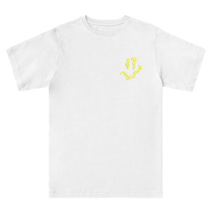 SMILEY Yellow Embroidery T-Shirt - Hun Sauce - in white - Smile Streetwear 