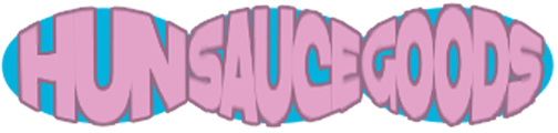 Small Hun Sauce Goods Fun Bubble Text Logo for Drop 3, UK Streetwear brand by East London Illustrator Scarlett