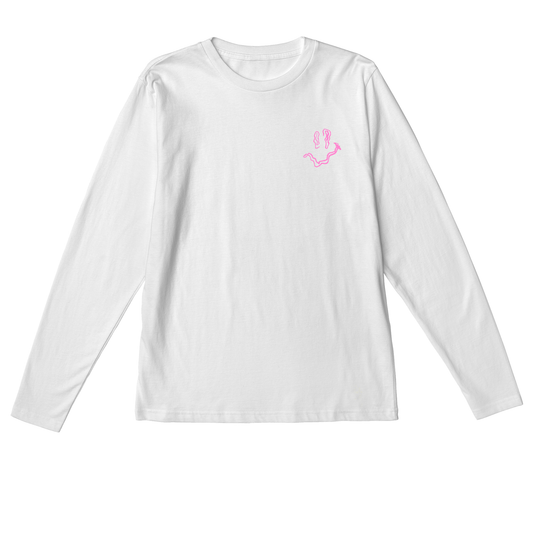 SMILE HIGH CLUB White Long Sleeve T-Shirt - Hun Sauce