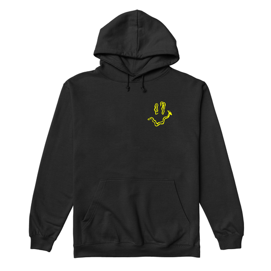 Wavy Smiley Yellow Embroidery Hoodie - Hun Sauce - Streetwear 