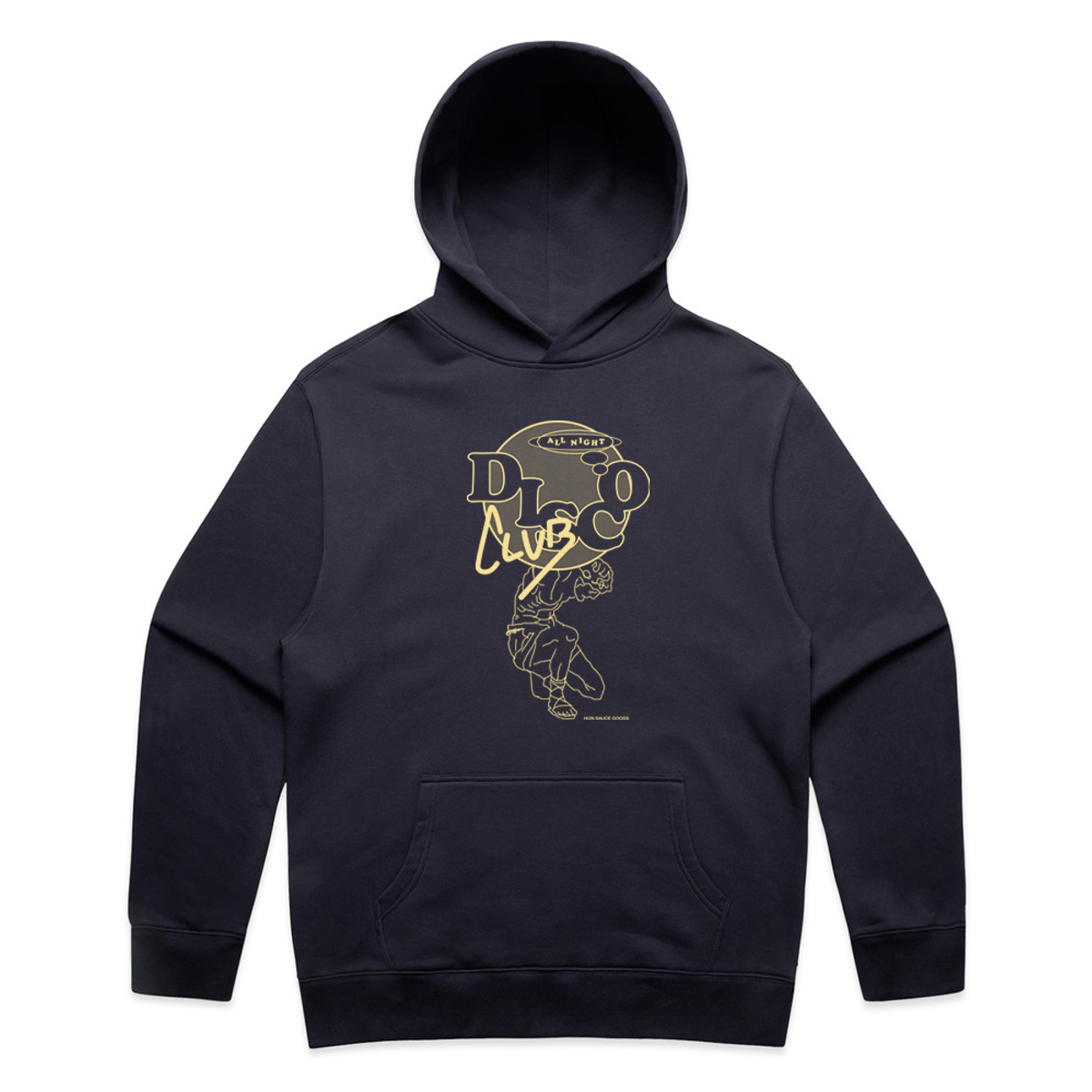 DISCO ALL NIGHT Hoodie, Disco Relaxed Fit Hood Streetwear by Hun Sauce