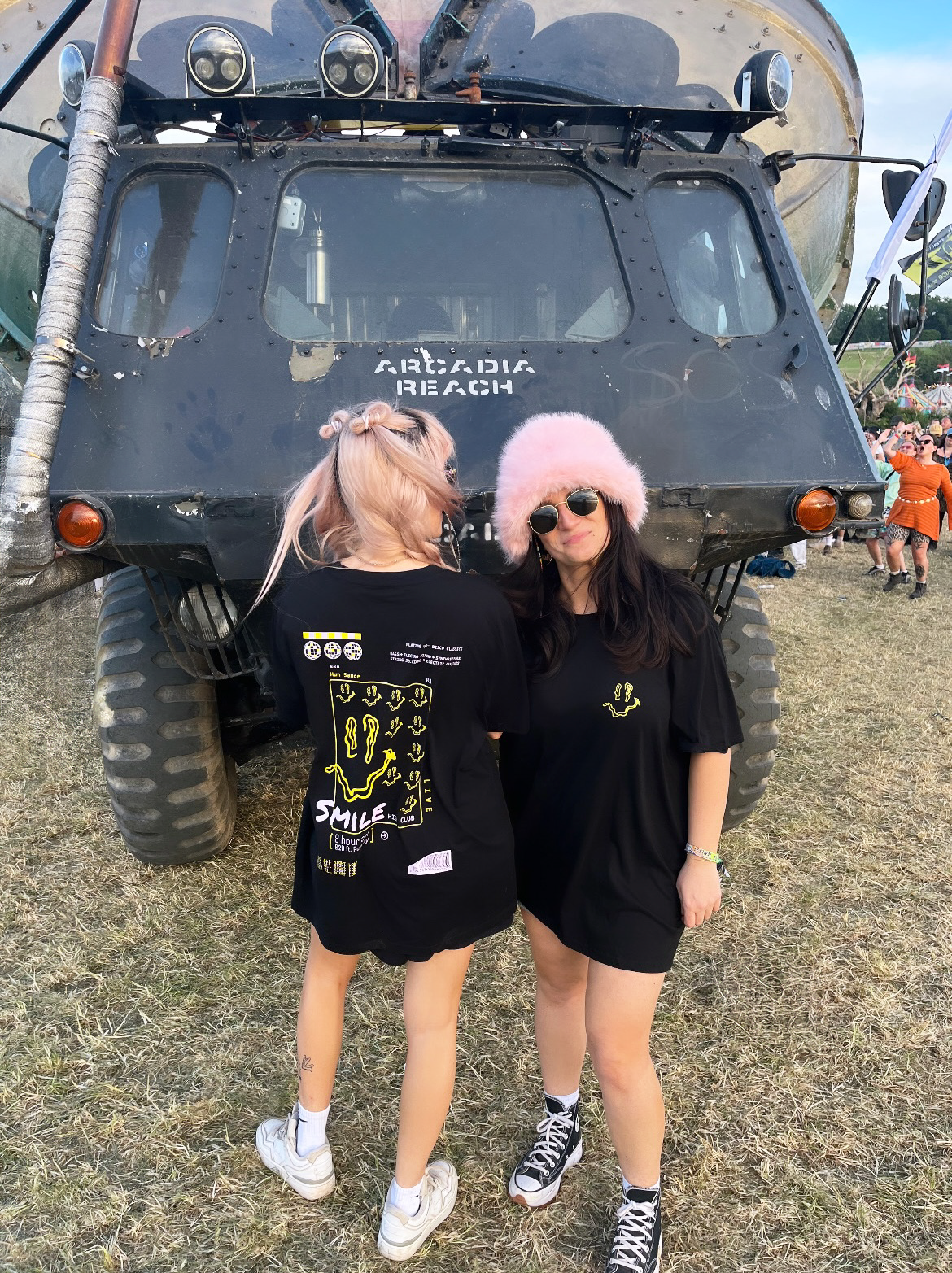 Glastonbury Festival, Dj SHOSH, Kiss Dj and Producer. Save Our Scene, Human Traffic Takeover. In Hun Sauce, Smile High Club T-Shirt