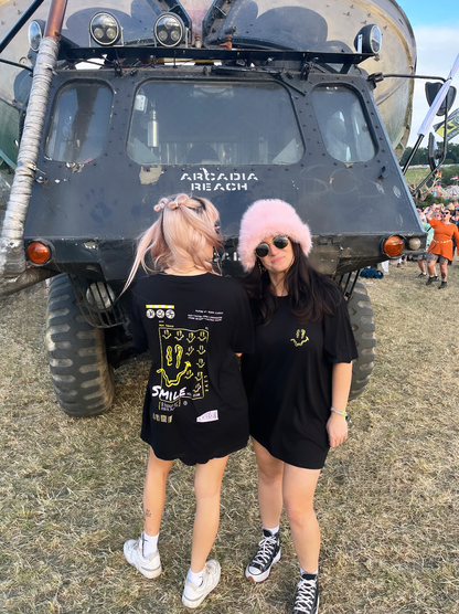 Glastonbury Festival, Dj SHOSH, Kiss Dj and Producer. Save Our Scene, Human Traffic Takeover. In Hun Sauce, Smile High Club T-Shirt