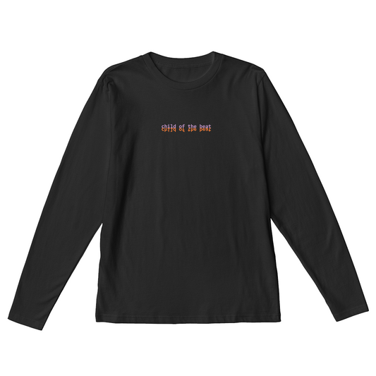 THE BEAT II Long Sleeve T-Shirt - Hun Sauce, graphic long sleeve illustration t-shirt, child of the beat - in black