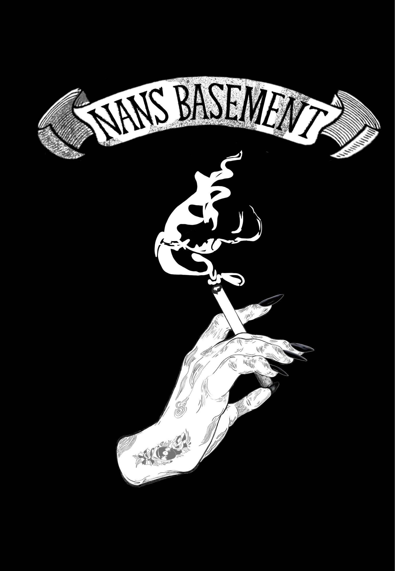 Bespoke Event Merch, by Hun Sauce. Custom event merch created for Nans Basement.