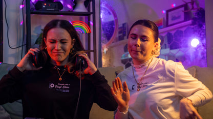 Oh See and Tiffany Quinn in Hun Sauce Vinyl Store T-Shirts. DJing at Rick's House.TV, Hackney party