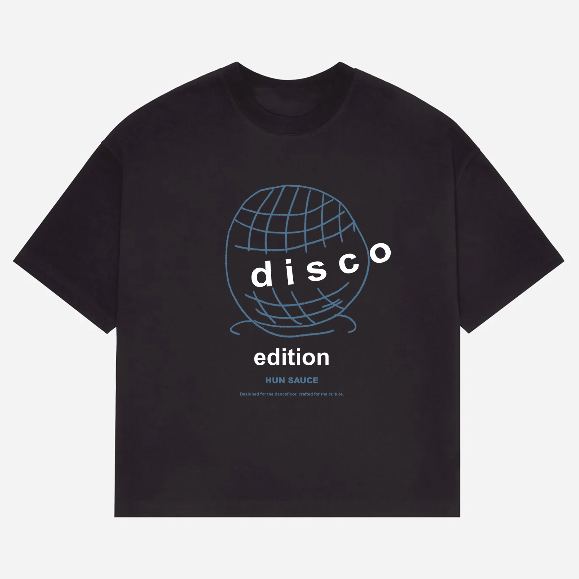 This heavyweight white tee features a hand drawn disco ball graphic. Designed for the ones who never leave the dancefloor. Oversized fit, made to move (or spin).