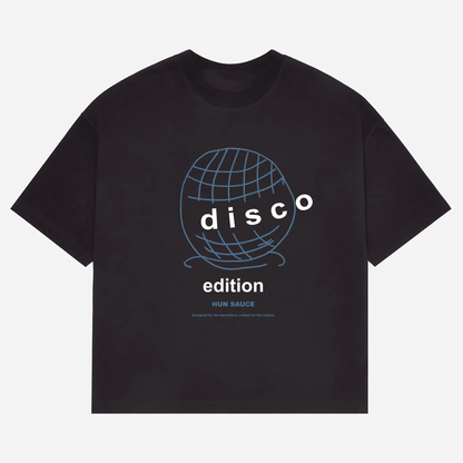 This heavyweight white tee features a hand drawn disco ball graphic. Designed for the ones who never leave the dancefloor. Oversized fit, made to move (or spin).