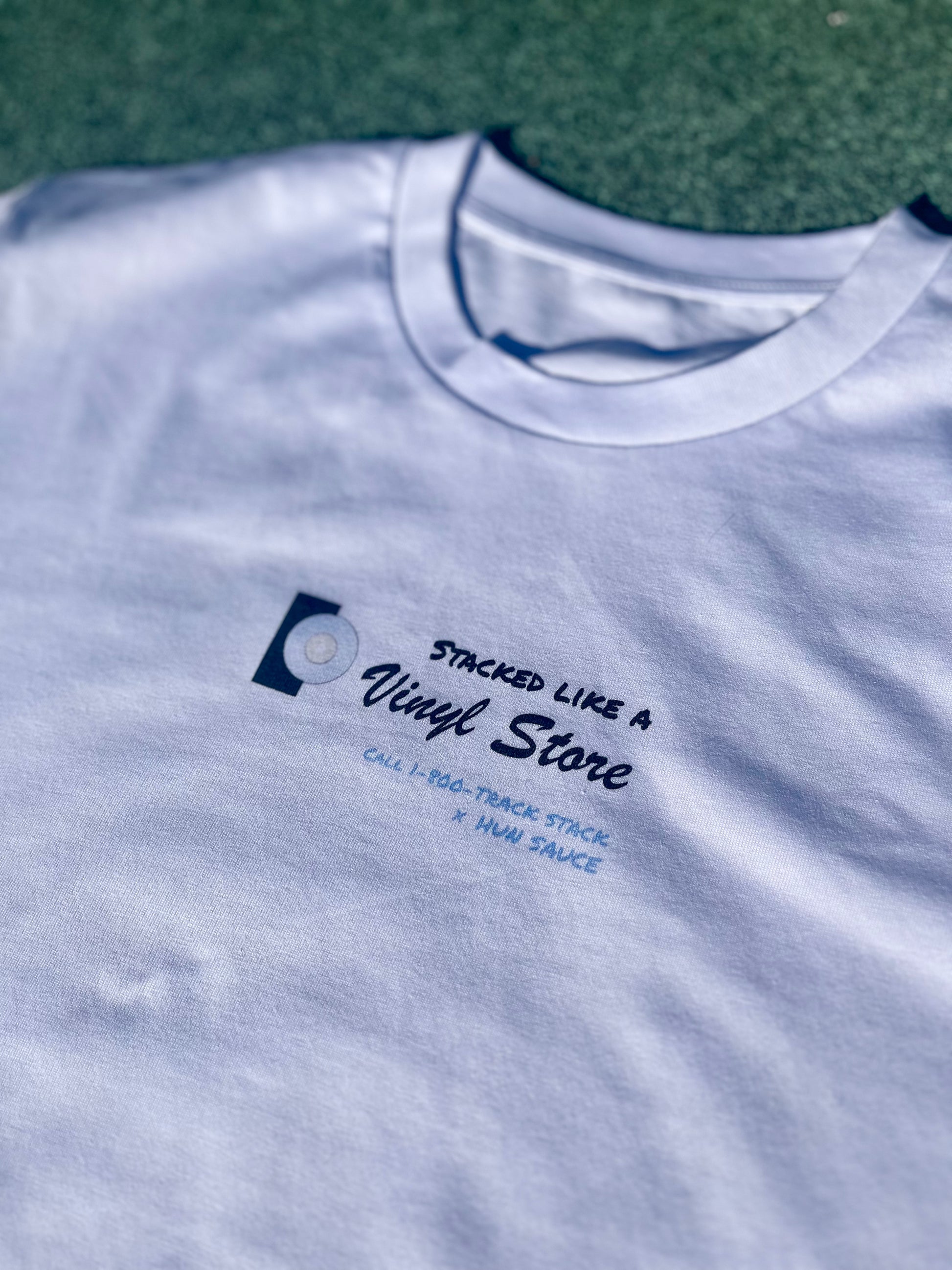 VINYL STORE White T-Shirt, Trackstack x Hun Sauce - Hun Sauce