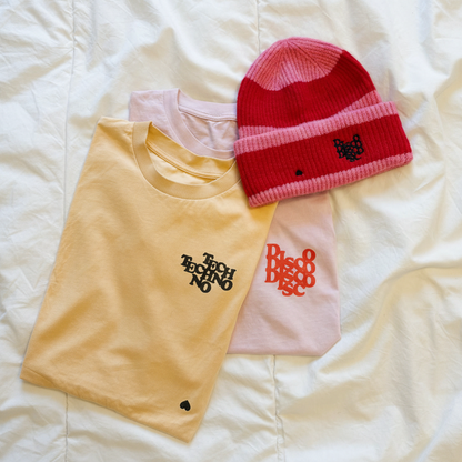 DISCO HEART Beanie, with Techno and disco t-shirts. Disco Fans, Festival Cosy Unisex Hat by Hun Sauce