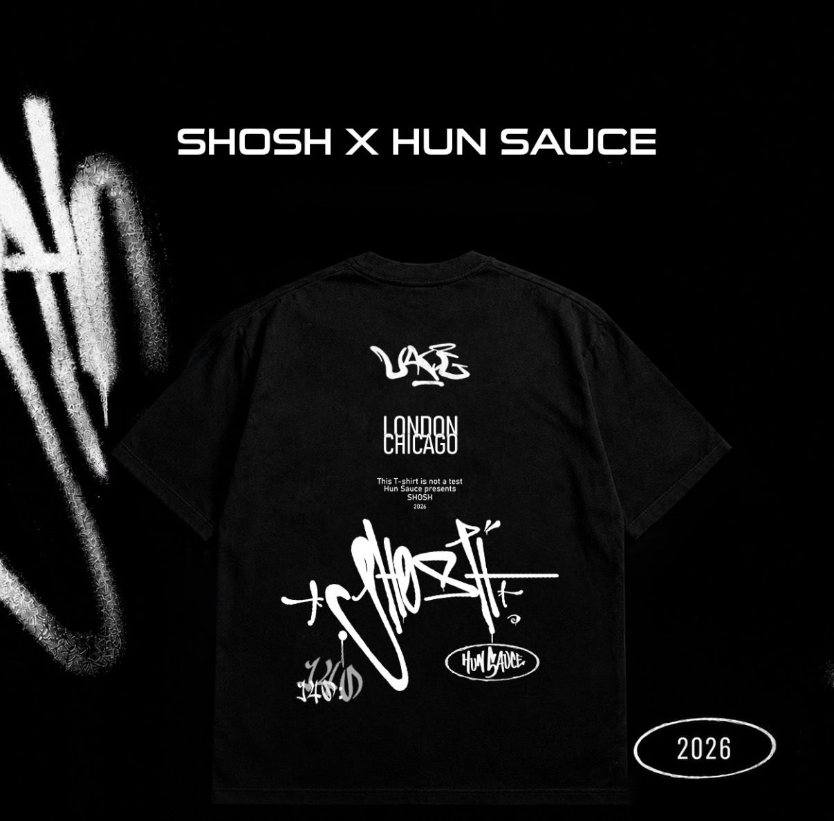 SHOSH x Hun Sauce Heavyweight T-Shirt. Streewear for UKG, Dupstep and SHOSH fans. 
