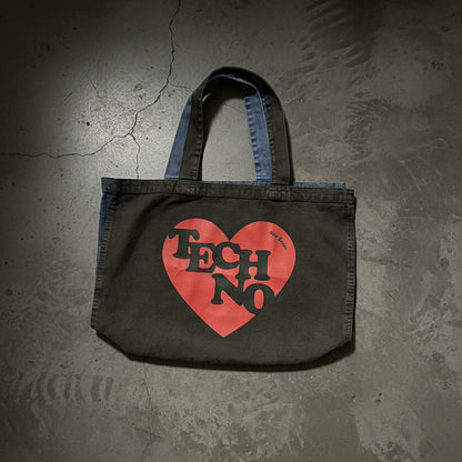 TECHNO HEART Tote Bag, Shopper Tote Bag For Vinyls by Hun Sauce. Streetwear. 100% recycled cotton. Kinder to the planet.
