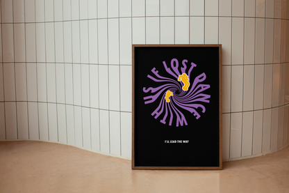 DANCE WITH US Poster Art Print - Hun Sauce - Rave Poster for Home - Disco Art Print in black