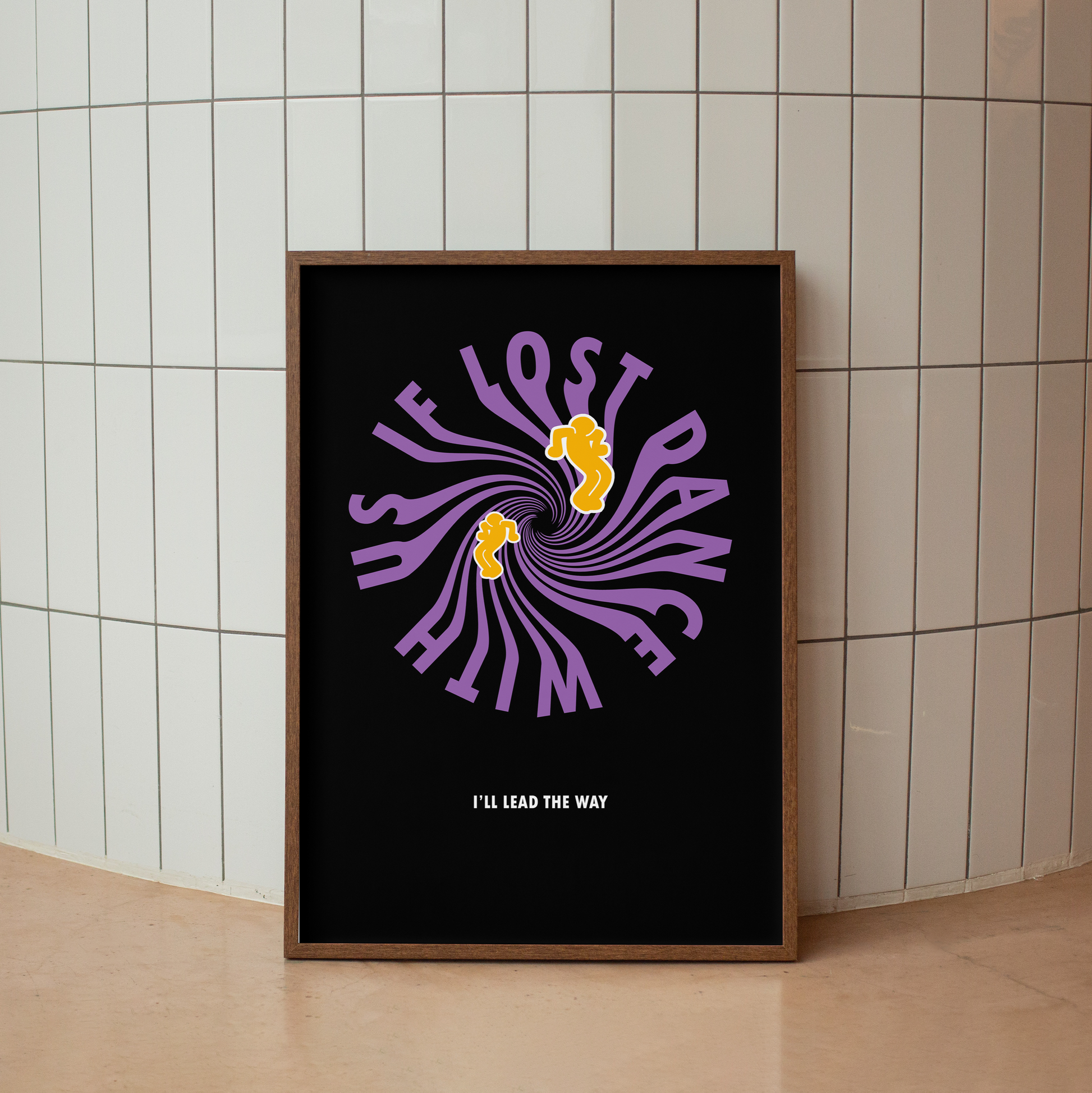 DANCE WITH US Poster Art Print - Hun Sauce - Rave Poster for Home - Disco Art Print in black