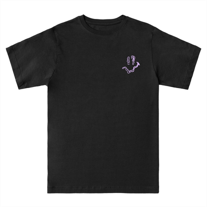 SMILE HIGH CLUB AMP T-Shirt - Hun Sauce - Rave neon dance event dj t-shirt, dj rave clothing. Smiley lilac