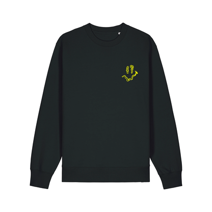 SMILE HIGH CLUB Black Sweatshirt - Hun Sauce black - smiley disco rave dancefloor techno dj
