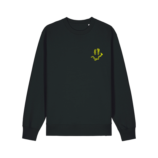 SMILE HIGH CLUB Black Sweatshirt - Hun Sauce black - smiley disco rave dancefloor techno dj