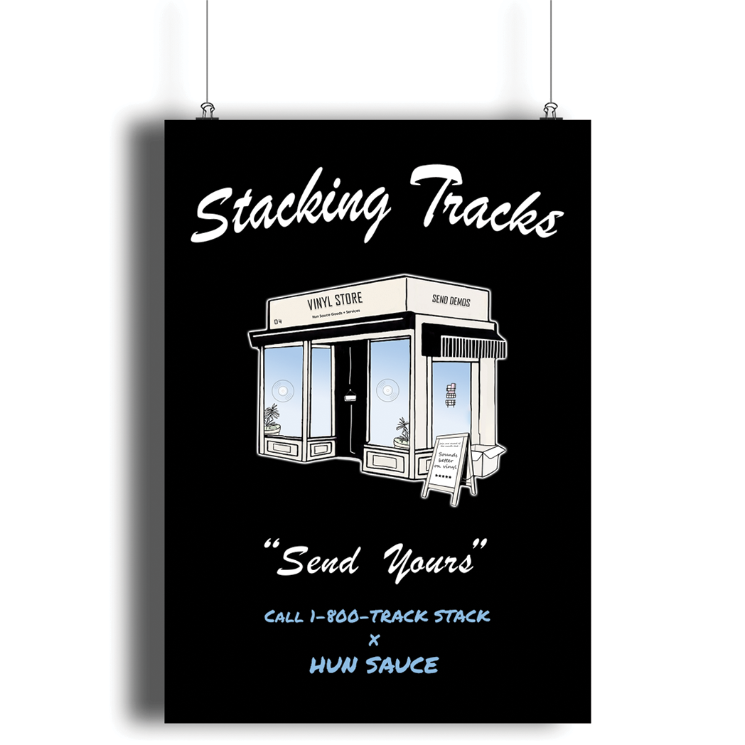 VINYL STORE Poster Art Print, Trackstack x Hun Sauce collaboration to celebrate music creation