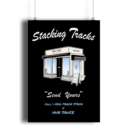 VINYL STORE Poster Art Print, Trackstack x Hun Sauce collaboration to celebrate music creation