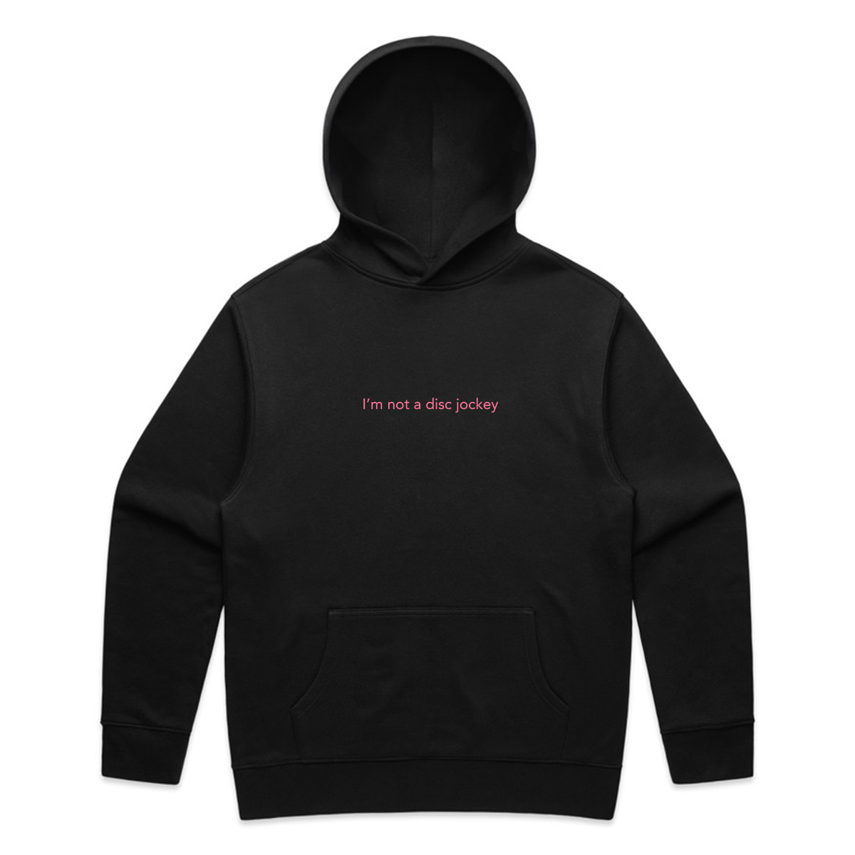 I'M NOT A DJ Hoodie - Hun Sauce, Black hood for DJs. I'm not disc jockey collection for the rave. Heavyweight hood