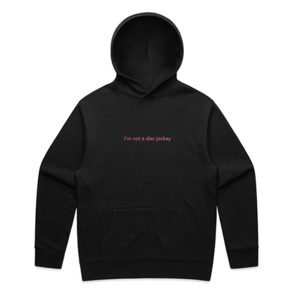 I'M NOT A DJ Hoodie - Hun Sauce, Black hood for DJs. I'm not disc jockey collection for the rave. Heavyweight hood