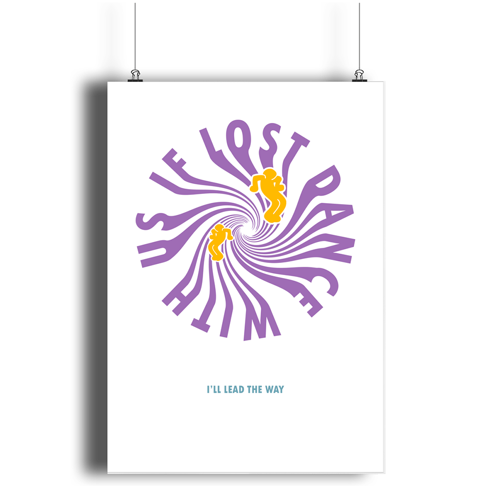 DANCE WITH US Poster Art Print - Hun Sauce - Rave Poster for Home - Disco Art Print in white