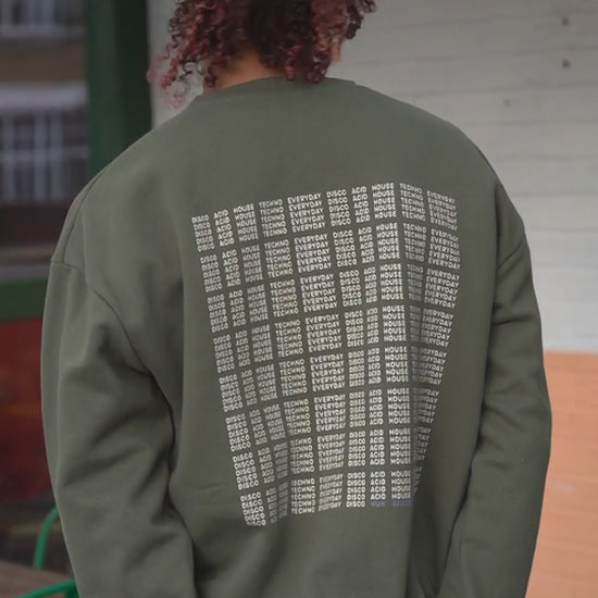 video of  I'M NOT A DJ Heavyweight Sweater, Rave Streetwear, Graphic DJ Sweat, By Hun Sauce. Independent streetwear brand. Now stocked at All My Friends, store, Hackney Wick.