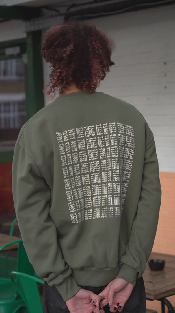 video of  I'M NOT A DJ Heavyweight Sweater, Rave Streetwear, Graphic DJ Sweat, By Hun Sauce. Independent streetwear brand. Now stocked at All My Friends, store, Hackney Wick.