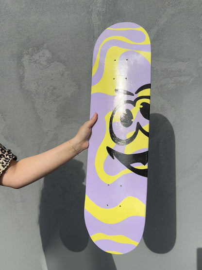 SMILEY CARTOON SKATEBOARD - Hand Painted Skate Deck