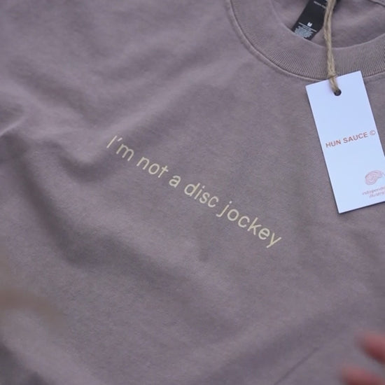 video of I'M NOT A DJ Heavyweight T-Shirt, Rave Streetwear, Graphic DJ T-Shirt,  By Streetwear Brand Hun Sauce