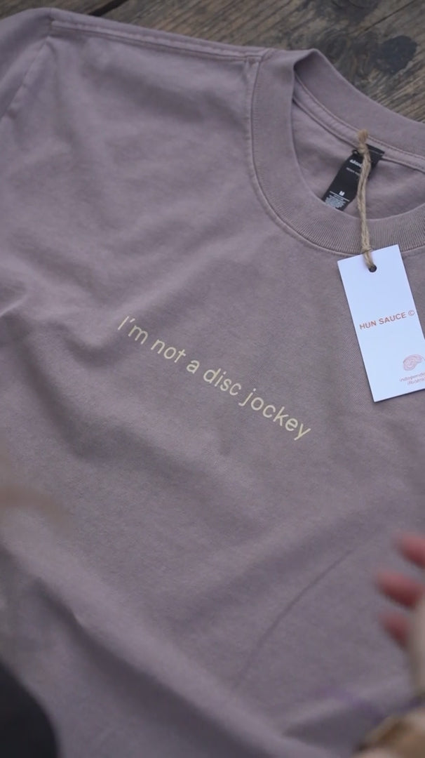 video of I'M NOT A DJ Heavyweight T-Shirt, Rave Streetwear, Graphic DJ T-Shirt,  By Streetwear Brand Hun Sauce