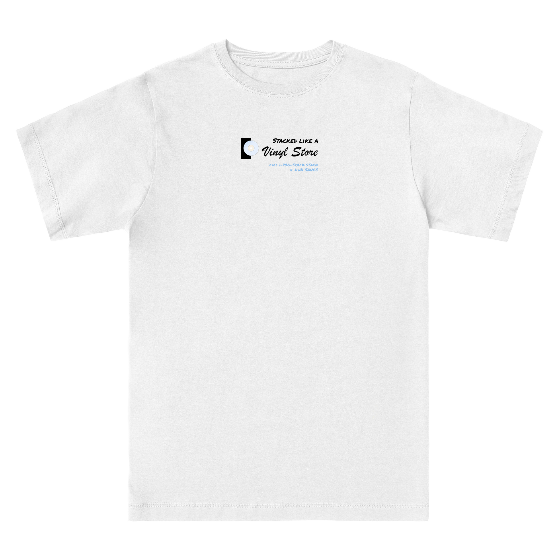 VINYL STORE White T-Shirt, Trackstack x Hun Sauce - Hun Sauce