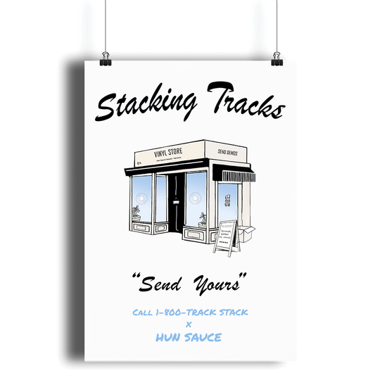 VINYL STORE Poster Art Print, Trackstack x Hun Sauce collaboration to celebrate music creation